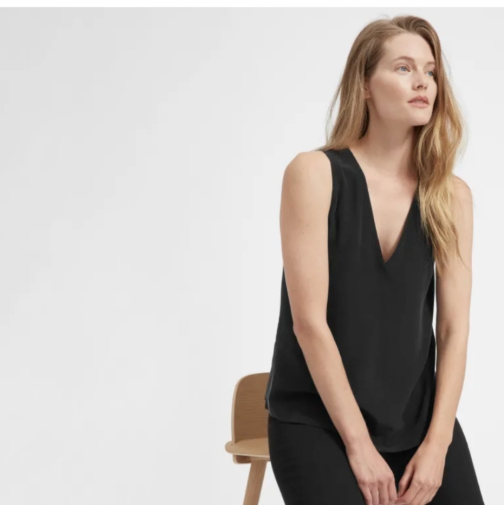 Double-Lined Silk V-Neck